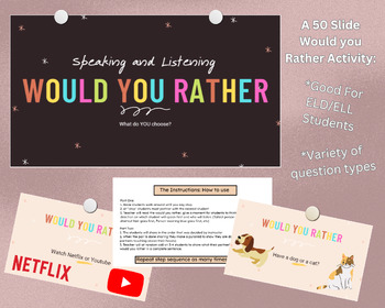 Preview of Would you rather: A speaking and listening activity