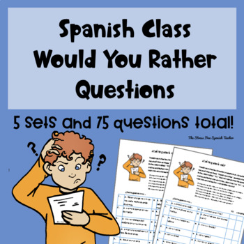 Preview of Spanish Would You Rather Questions Back to School Guided Speaking Activity
