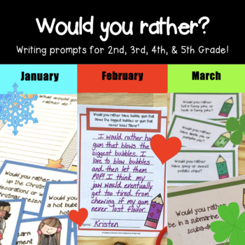 Preview of Writing Prompts Questions January February March Morning Meeting