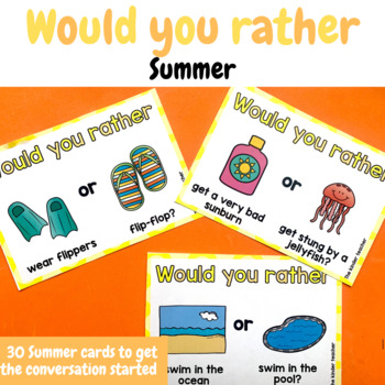 Would you rather question cards - SUMMER by The kinder teacher | TPT
