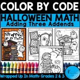 Halloween Math Color By Number Code Addition Coloring Page