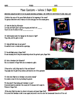 Preview of Wreck It Ralph Movie Viewing Guide with Discussion Items