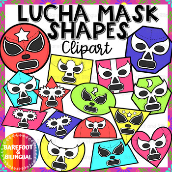 Preview of Wrestling Mask Clipart 2D Shapes - Lucha Libre Clip Art
