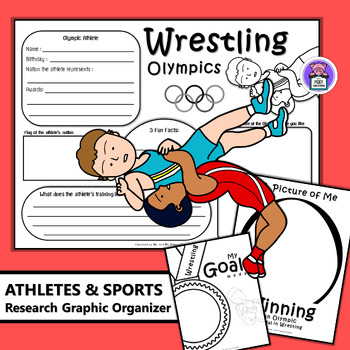 Preview of Wrestling Olympics Athletes & Sports Research Graphic Organizers Mini Book