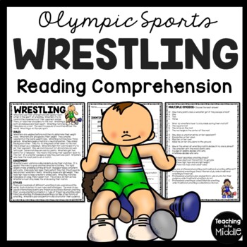 Preview of Wrestling Reading Comprehension Informational Worksheet Olympic Sports Olympics