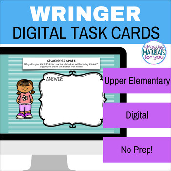 Preview of Wringer DIGITAL Task Cards for Book Clubs Literature Circles