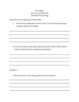 Preview of Wringer by Jerry Spinelli Guided Reading Packet/Book Study