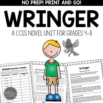 Preview of Wringer by Jerry Spinelli CCSS Novel Study Unit for Grades 4-8