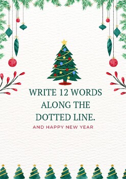 Preview of Write 12 words along the dotted line.