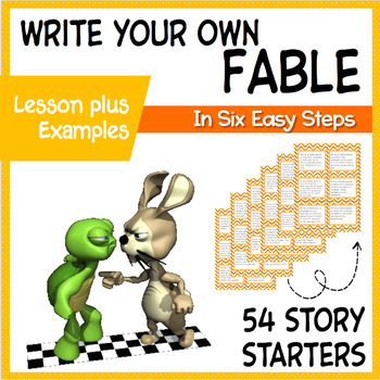 Preview of Write Your Own Fable in 6 Easy Steps Writing Task Cards No Prep Lesson