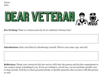 Preview of Write A Letter To A Veteran