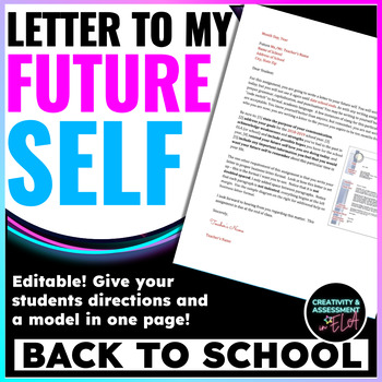 Preview of Write A Letter To Myself My Future Self | Back To School Goal Setting Activity
