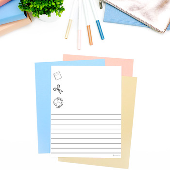 Preview of Elementary Lined Writing Paper with Subject Clip Art