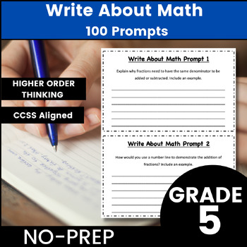 Preview of Write About Math Daily 3 Exit Ticket Writing Prompt 5th Grade