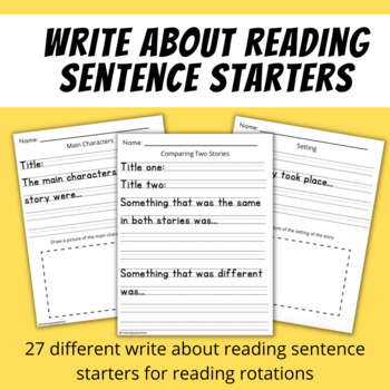 Preview of Write About Reading Sentence Starters