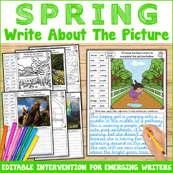 Preview of Spring Picture Writing Prompts | Printable and Editable