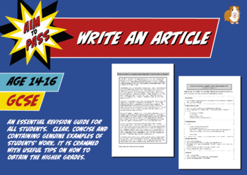 Preview of Write An Article For GCSE English (14-16 years)
