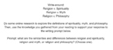 Write-Around: Purposes of Religion