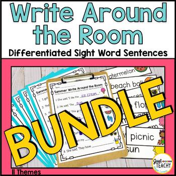 Preview of Write Around the Room Differentiated Sight Word Sentences BUNDLE