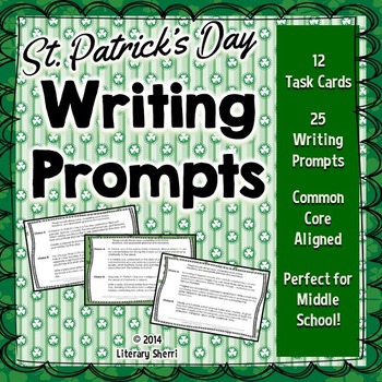 Preview of ST. PATRICK'S DAY: 12 Writing Task Cards; 24 Writing Prompts