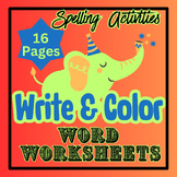 Write & Color Spelling Activities Word Worksheets