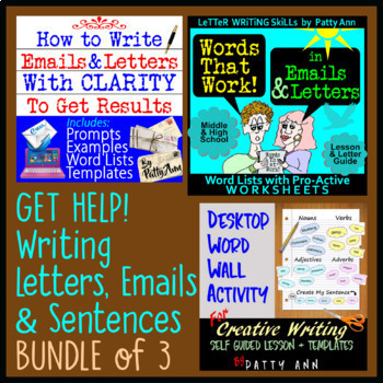 Preview of Email Template, Sentence Structure, Writing Prompts, Word Lists Active Workbooks