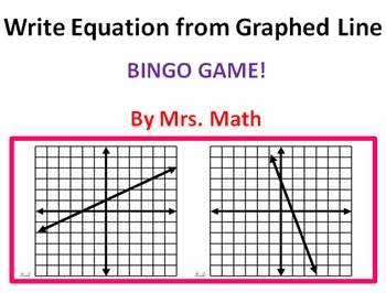 Preview of Write Equation y = mx + b Given Graphed Line BINGO (Mrs Math)