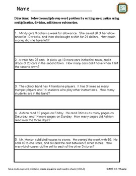 solving two step equations word problems pdf