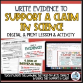 Write Evidence to Support a Claim in Science