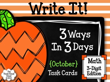 Preview of Place Value - October Math Task Cards {3-Digit}