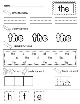 Write It, Color it, Find It, Make It Sight Word Practice by Libby Dryfuse