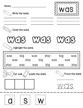 Write It, Color it, Find It, Make It Sight Word Practice: Unit 2