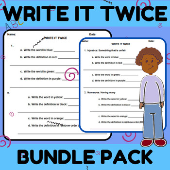 Preview of Write It Twice Spelling Words Practice ELA English Language Arts Bundle Pack