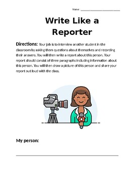 Preview of Write Like a Reporter- Writing Activity