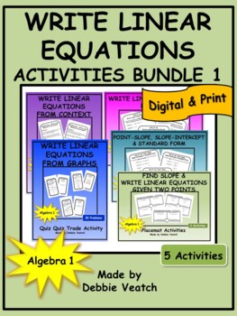 Preview of Write Linear Equations Activities Bundle 1  Algebra 1 | Digital