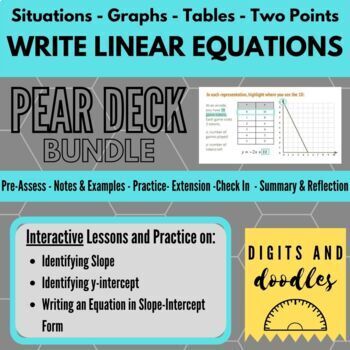 Preview of Write Linear Equations: Situations, Graphs, Tables, 2 Points: PEAR DECK BUNDLE