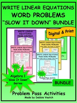 Preview of Write Linear Word Problems "Slow It Down" BUNDLE Algebra 1 | Digital