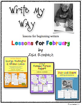 Preview of Write My Way lessons for beginning writers  February Bundle
