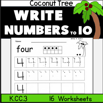 Preview of Write Numbers to 10 Chicka Chicka Coconut Tree Theme Common Core Lesson Plan