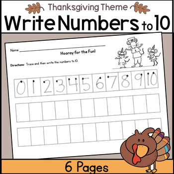 Preview of Write Numbers to 10 Thanksgiving Theme Common Core Aligned