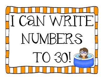 Preview of Write Numbers to 30 - Summer Kid Theme - Charts