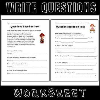 Preview of Write Questions : Fostering Curiosity and Critical Thinking