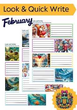 Preview of Write Quick Activity: February-Themed Visual Writing Prompts 2024