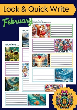 Preview of Write Quick Activity: February-Themed Visual Writing Prompts 2024