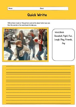 Preview of Write Quick Activity: Picture-Based Writing Prompts January 2024