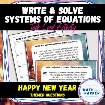 Preview of Write & Solve Systems of Linear Equations - Task Card Activity