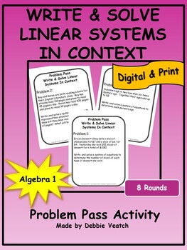 Preview of Write & Solve Systems of Linear Equations in Context Algebra 1 | Digital