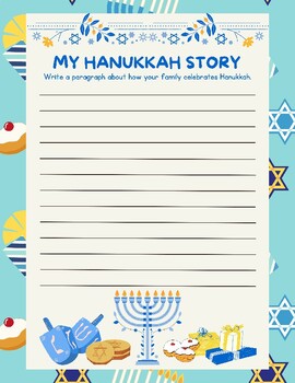 Preview of Write Story about how your family celebrates Hanukkah My Chanukah Story Prompt