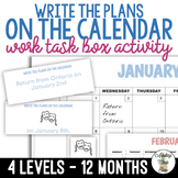 Write The Plans On The Calendar Work Task Box Activity