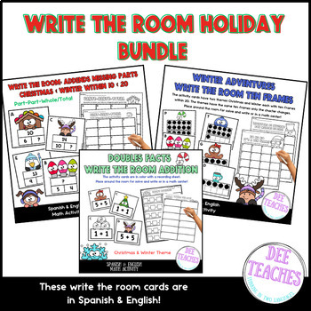 Preview of Write The Room Bundle Holiday Math Activity Doubles, Ten Frames, Missing Addends